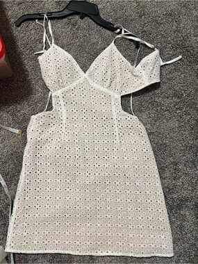 ACOA White Eyelet Cutout Sun Dress